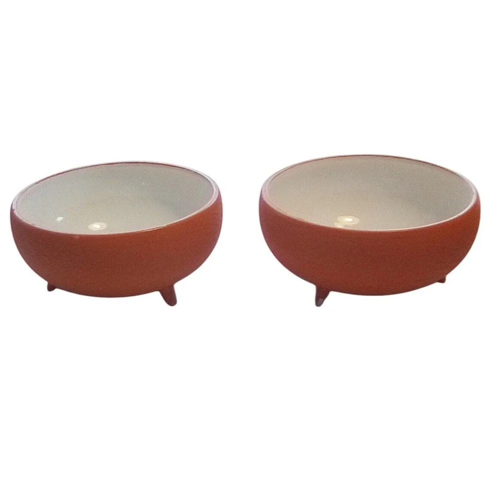 Red‎ Orange Soup Tureen Kettle with Lid, Two Bowls,Serving Set